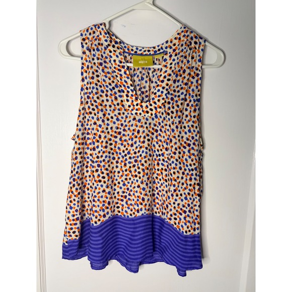 Maeve Tops - Maeve Anthropologie Sleeveless V-Neck Abstract Dot Print Blouse Purple Orange 8